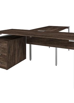 Офісний стіл керівника loft details lb180 з царгою сірий каркас 180см * 70см, венге вінтаж, 18мм