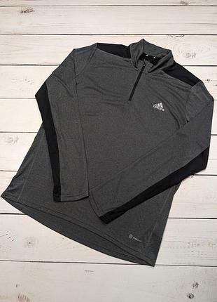 Мужской спортивный лонгслив с молнией до груди adidas адидас оригинал легкая тренировочная кофта джемпер