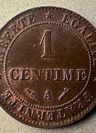 Франция 1 сантим 1890 год. монеты мира
