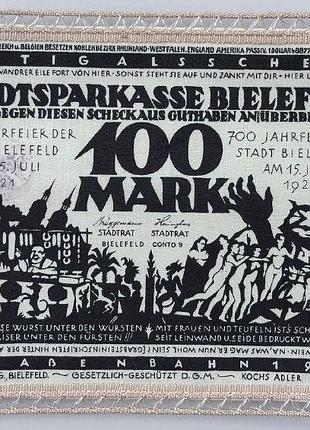 100 марок 1922 год банкноты германии ткань