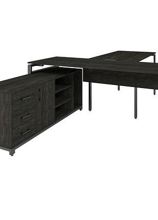 Офисный стол руководителя loft details fpb180 с царгой черный каркас 200см * 70см, морское дерево, 18