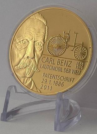 Германия 🇩🇪 памятная медаль готлиб даймлер/карл бенц позолота обработана чистым 24-каратным золотом монеты мира