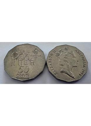 Австралія 50 центів 1994 рік міжнародний рік сім'ї монети світу