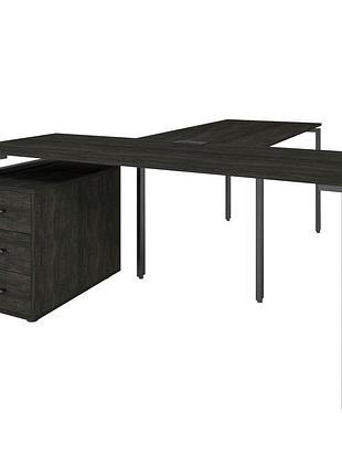 Офісний стіл керівникаloft details lb200 чорний каркас 200см * 70см, морське дерево, 36мм