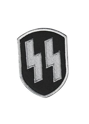 Шеврон сс, на липучке, на черном фоне, всу 9 см * 7 см