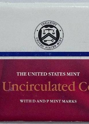 Сша два річні набіри 1987 року букви (d) і (p) в офіційному конверті монети світу unc