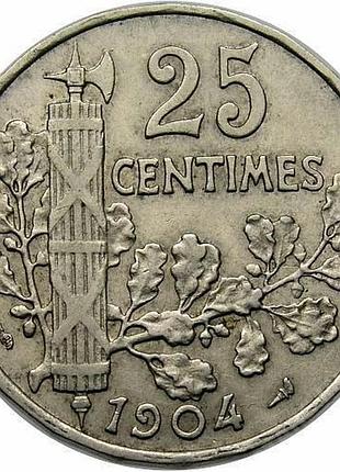 Франція 25 сантимів 1904 рік монети світу