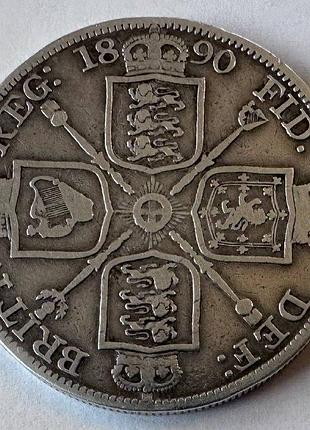 Срібна монета 4 шилінги (2 флорина) велика британія 1890 рік маса: 22,63 грам срібло: 925 проба