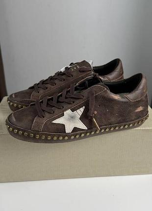 Женские коричневые кеды кроссовки голден гус golden goose ggdb