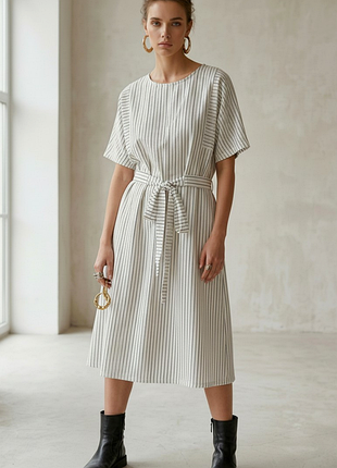 Платье миди белое в полоску miss selfridge