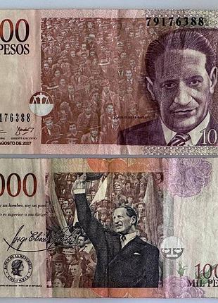 1000 песо 2007 рік банкнота колумбія південна америка