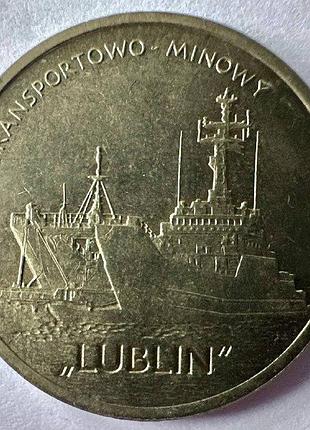 Польща польські кораблі - військово-транспортний корабель "люблін" 2 злотих 2013 рік монети світу