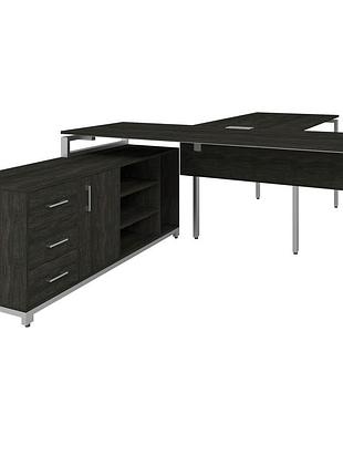 Офисный стол руководителя loft details fb180 с царгой серый каркас 200см * 70см, морское дерево, 18
