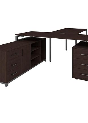 Офисный стол руководителя loft details flb180 черный каркас 180см * 70см, венге магія, 36
