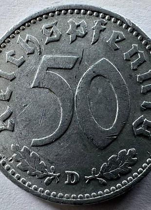 Германия - третий рейх 50 рейхспфенигов метка монетного двора "d" - мюнхен 1935 монеты мира