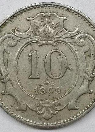 Австрія 10 гелерів 1909 рік монети світу