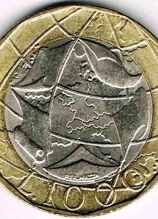 Италия 1000 лир 1997 год. монеты мира