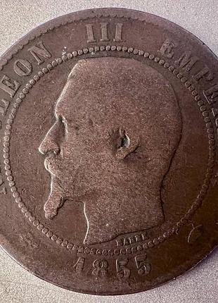 Франція 10 сантимів 1855 рік монети світу