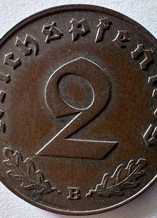 Германия - третий рейх 2 рейхспфенига метка монетного двора "в" - вена 1939 монеты мира