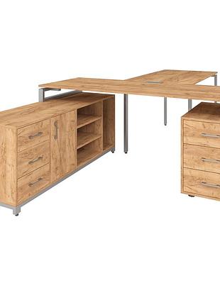 Офисный стол руководителя loft details flb180 серый каркас 180см * 70см, дуб крафт золотой, 36