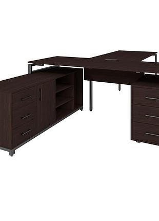 Офісний стіл керівника loft details flb200 з царгою чорний каркас 200см * 70см, венге магія, 36мм