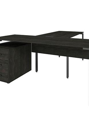 Офисный стол руководителя loft details lb180 с царгой черный каркас 180см * 70см, морское дерево, 18