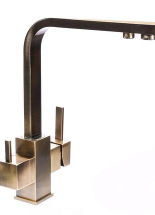 Смеситель для кухни под осмос globus lux lazer gllr-0111-9-bronze