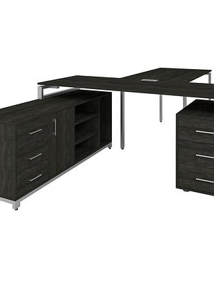 Офисный стол руководителя loft details flb180 серый каркас 180см * 70см, морское дерево, 36