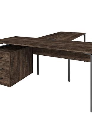 Офисный стол руководителя loft details lmb180 с царгой черный каркас 180см * 70см, венге винтаж, 18