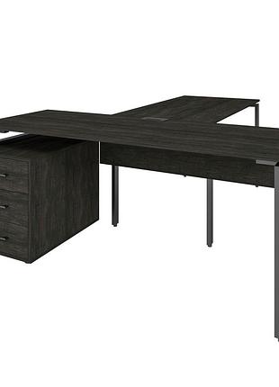 Офісний стіл керівника loft details lmb180 з царгою чорний каркас 180см * 70см, морське дерево, 18мм
