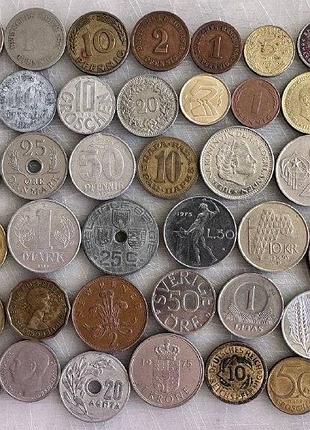 Монеты мира набор 50 штук