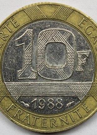 Франция 10 франков 1988 год монеты мира