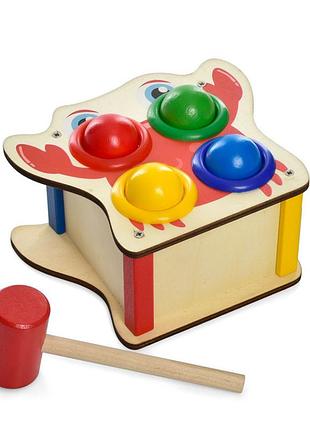 Дерев'яна іграшка стукачка "крабик" md 1682b, молоток