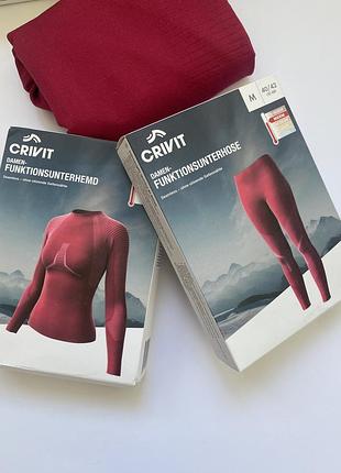 Комплект термобілизни з зональною терморегуляцією для жінки crivit малиновий новое женское термобелье термокофта термоштаны