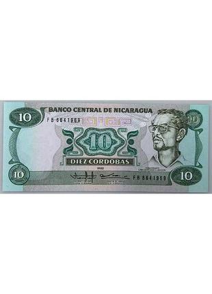 10 кордоб 1985 год банкнота никарагуа северная америка unc