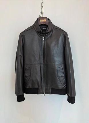 Чоловіча шкіряна куртка бомбер zegna