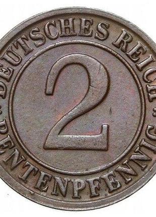 Германия метка монетного двора "d" - мюнхен 2 рентенпфенига 1923 год. монеты мира