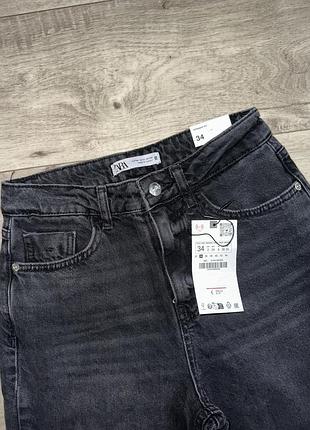 Джинси zara straight fit темно сірі