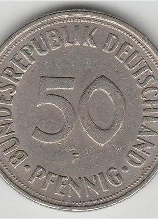 Німеччина мітка монетного двору "f" - штутгарт 50 пфенігів 1971 рік монети світу