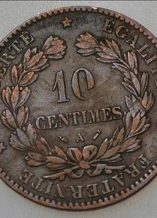 Франция 10 сантимов 1896 год. монеты мира