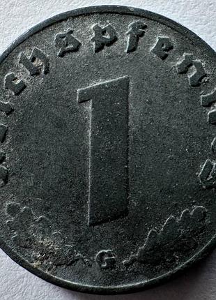 Германия - третий рейх 1 рейхспфениг метка монетного двора "g" - карлсруэ 1941 монеты мира