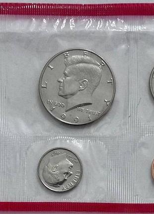 Сша річний набір 1991 року буква (d) монети світу unc