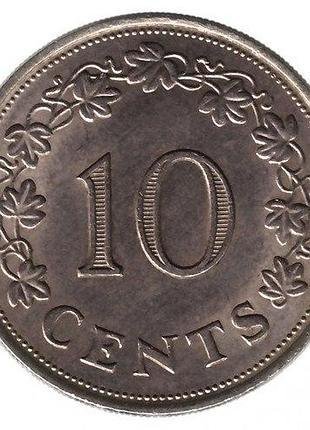 Мальта 10 центів 1972 рік монети світу