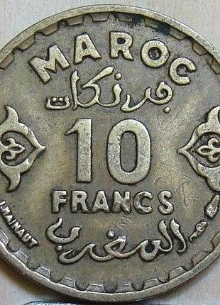 Марокко 10 франків 1952 рік монети світу