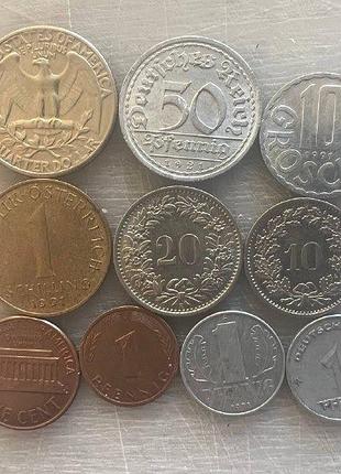 Монети світу набір 10 штук