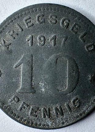 Німеччина нотгельд місто віттен 10 пфенігів 1917 рік монети світу