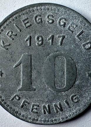 Германия нотгельд город виттен 10 пфеннигов 1917 год монеты мира