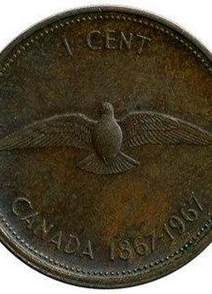 Канада 100-летие конфедерации канада 1 цент 1967 год. монеты мира