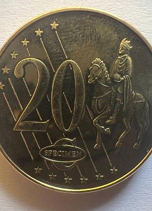 Ватикан пробна 20 євроцентів 2009 рік монети світу
