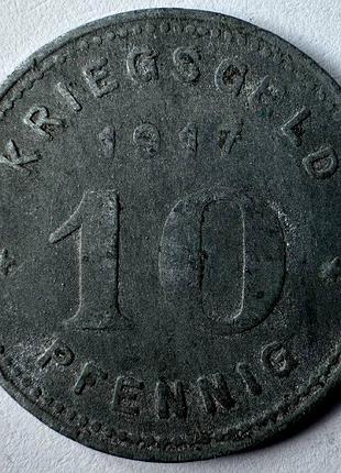 Німеччина нотгельд місто віттен 10 пфенігів 1917 рік монети світу